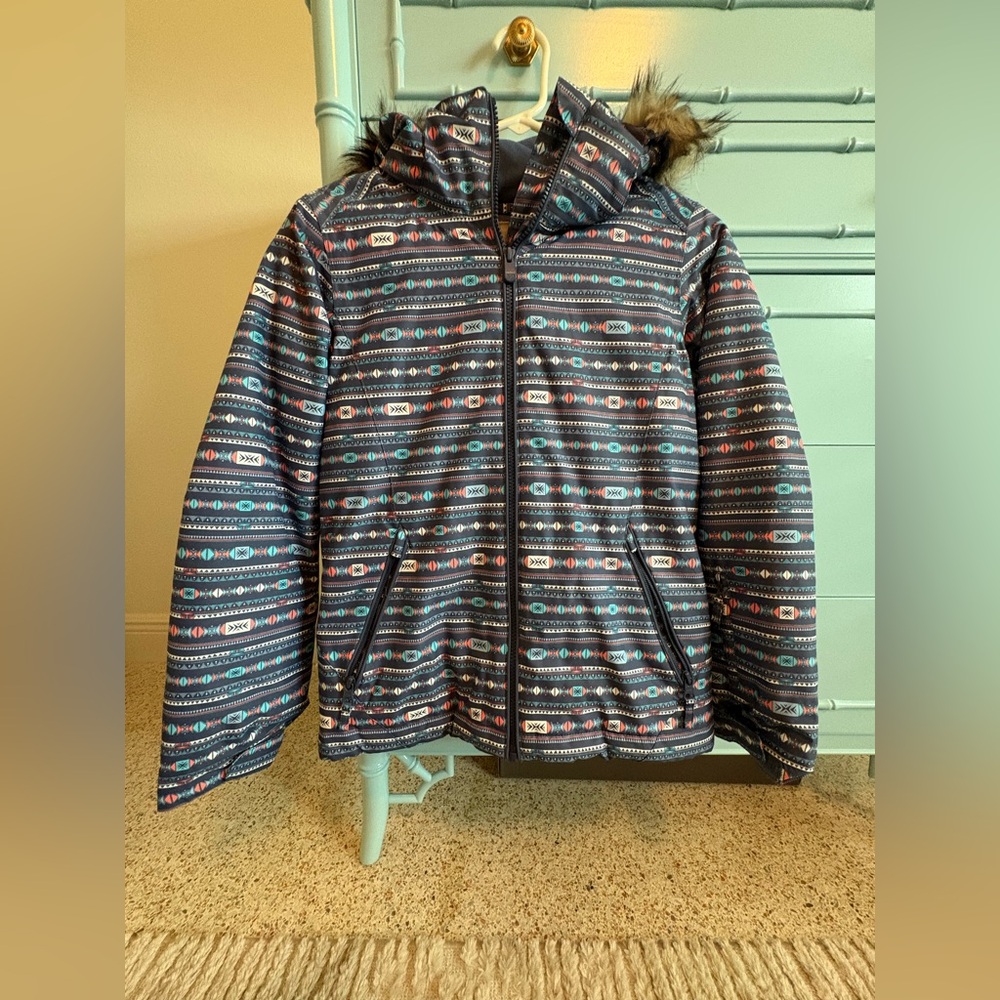 Roxy Multicolor Patterned Puffer Ski/Snow Jacket